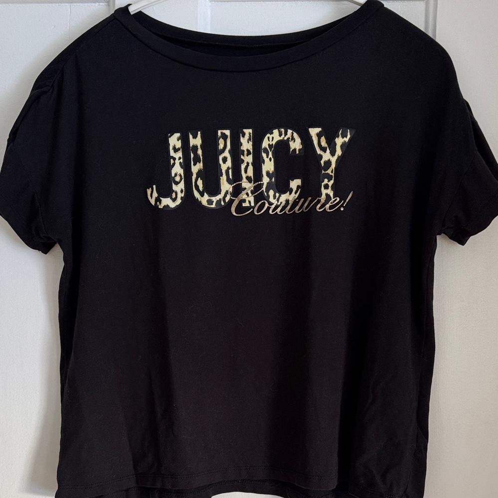 Bundle 2 Listings for $15😀Juicy Couture Black Tee with Leopard Print Logo